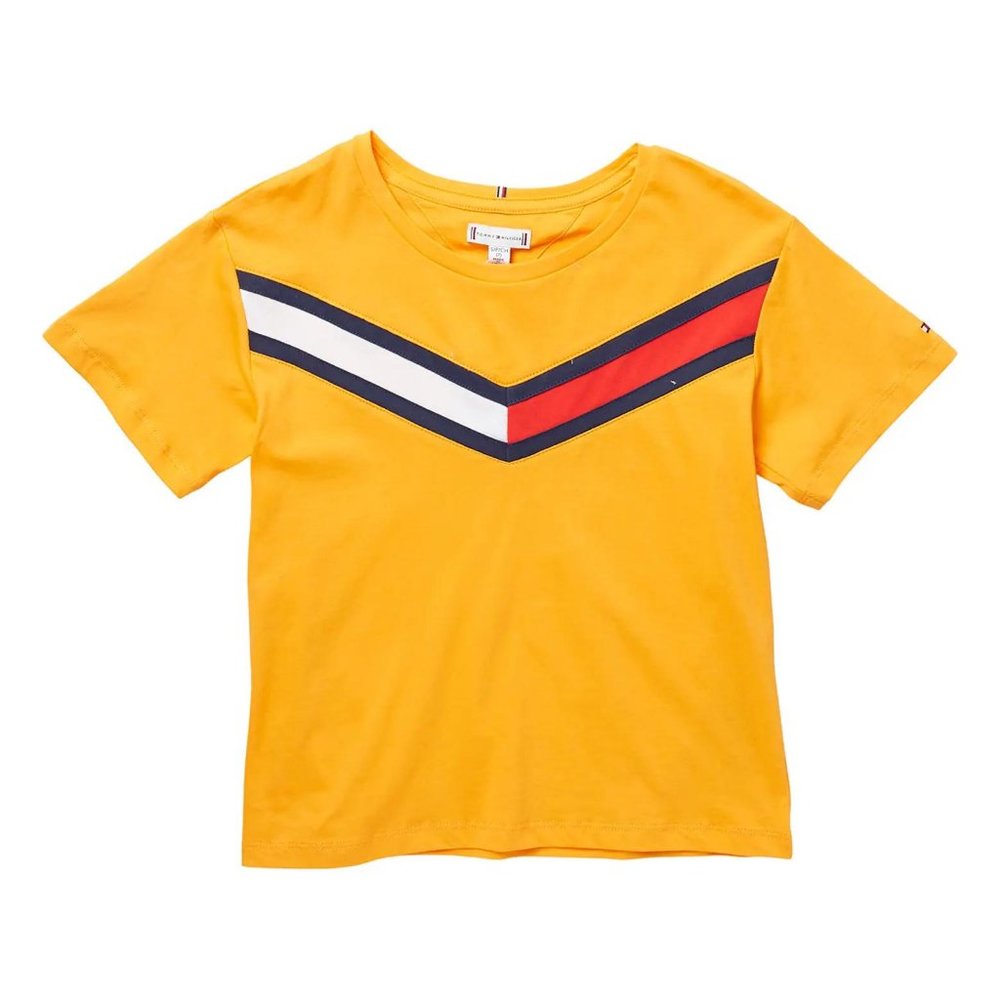Tommy Hilfiger T-Shirt Flag Tape Tee Shirt Short-Sleeve Big Girl Youth Tee